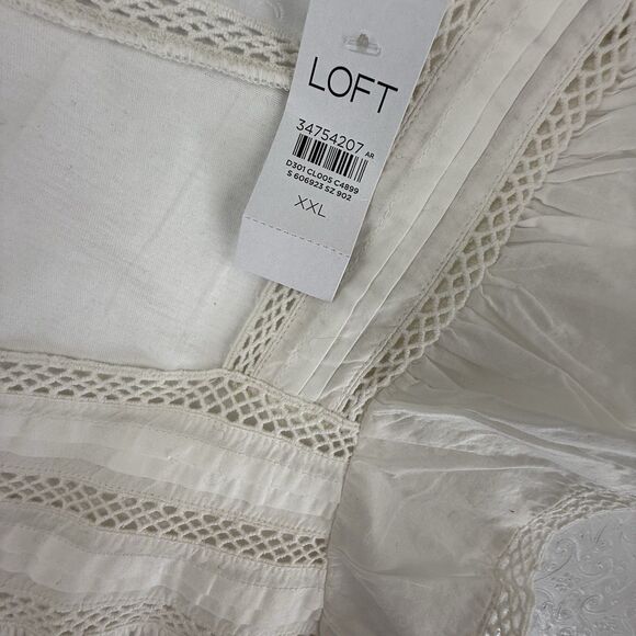 NEW Ann Taylor Loft Flutter Sleeve Bohemian Peasant Top XXL White Flutter Sleeve - Picture 6 of 10